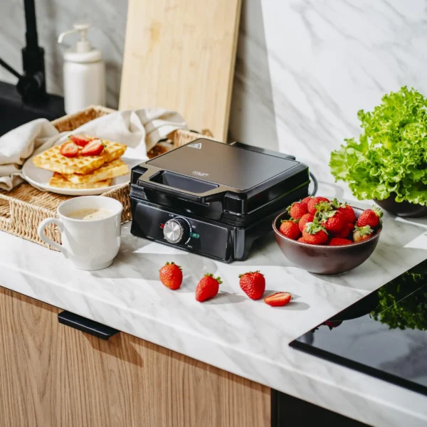 2000W Dual Waffle Maker Temp Control