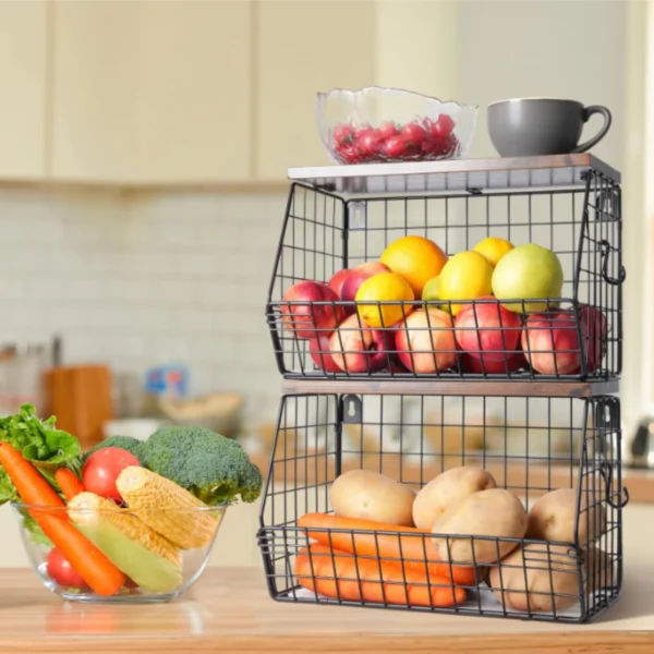 S049f5f3851074064b457b4e68df350a79.webp 2pcs Stainless Steel Fruit Basket Stack