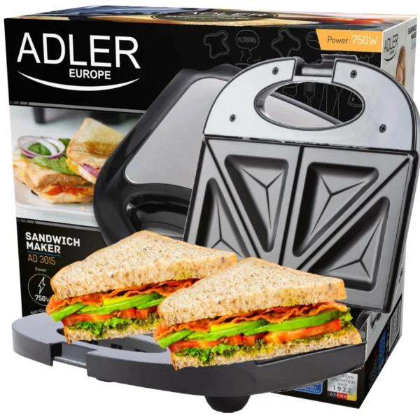 850W Sandwich Toaster 4 Triangle Plates