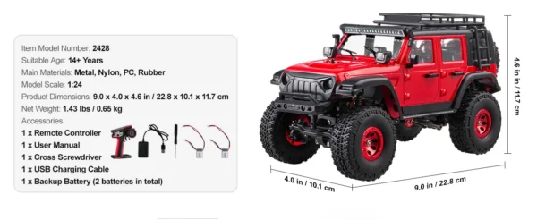 1/24 4WD RC Off-Road Truck with Lights