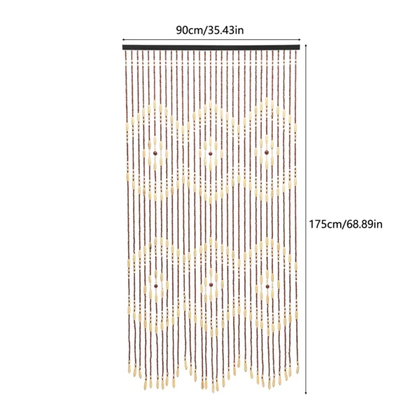 Boho Wooden Beaded Door Curtain 91x177cm Beige