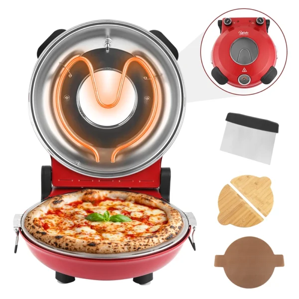 S3f7ec89f128a41428384a8a381b78bc85.webp 12" Pizza Oven 1200W Glazed Ceramic Stone 420℃