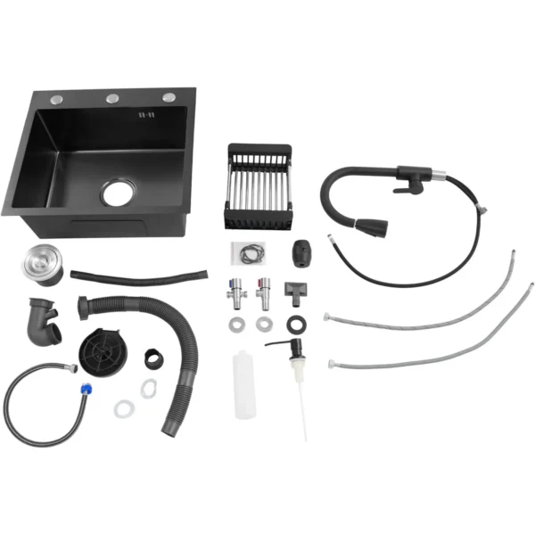 50×45cm Black Stainless Steel Kitchen Sink Set
