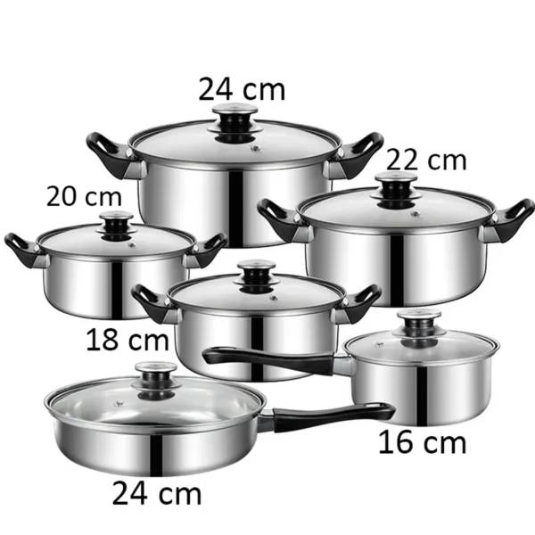 12pcs Steel Cookware Pot & Pan Set