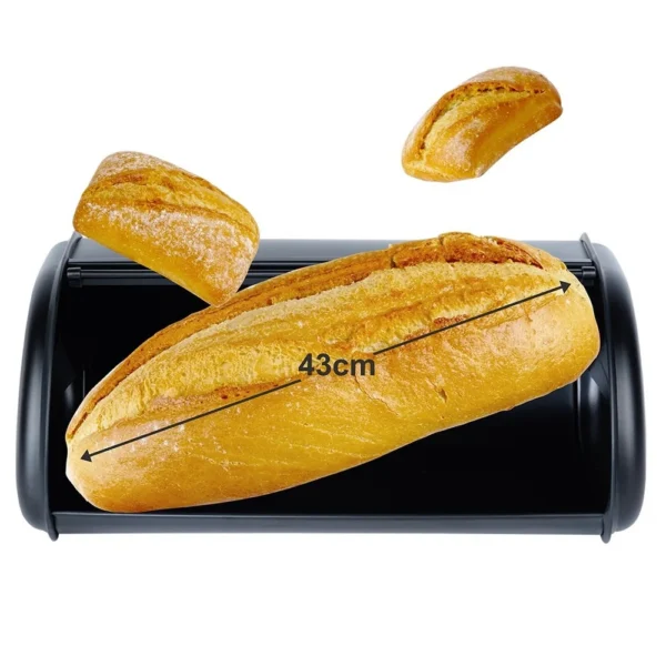S55542ee61c6b425790f09c20e699c94eb.webp Black steel bread box 43x27.5x18.5 cm