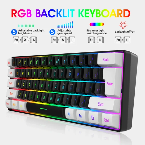 61-Key RGB Keyboard Mouse Combo Wired Gaming Kit