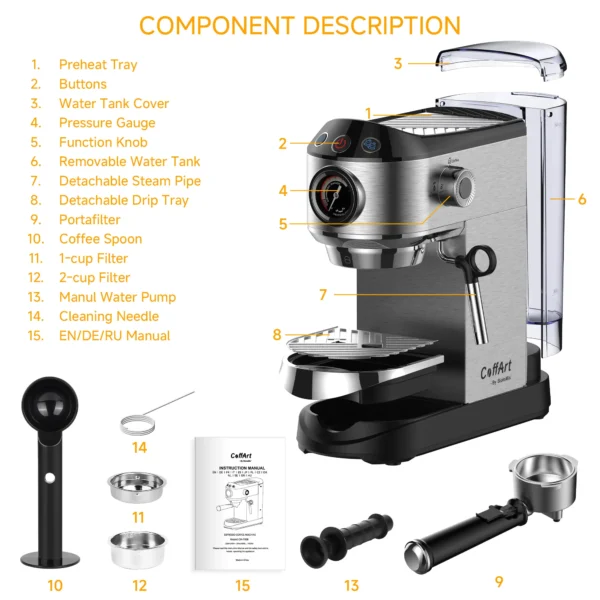 BioloMix 20 Bar Espresso Machine Frother