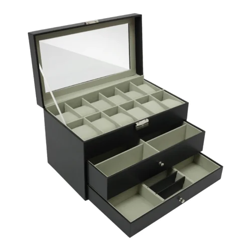 3 Tier Jewelry Box Watch Case Lockable