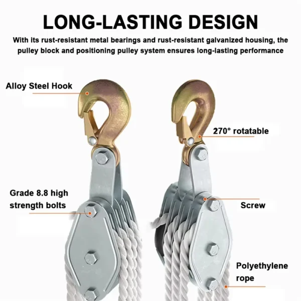 270° Rope Pulley Block 1000kg Zinc Alloy