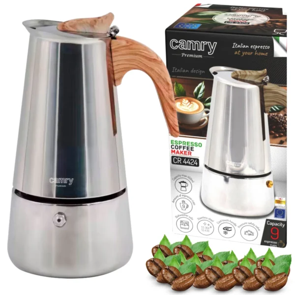 Camry 450ml Coffee Maker 9 Cups Steel