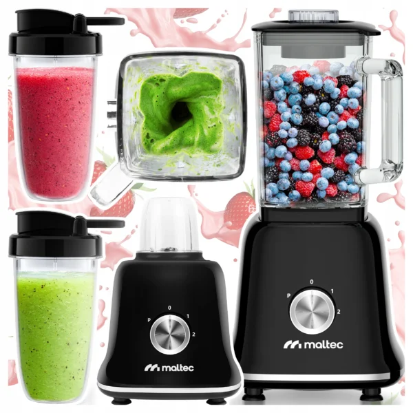 MalTec BL1800W Glass Blender 2 Bottles