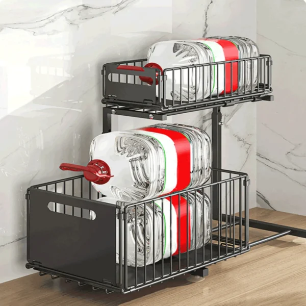 2 Tier Under Sink Shelf Metal Under Cabinet Organi