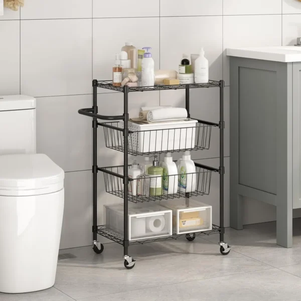 4-Tier Rolling Cart Kitchen Storage Rack