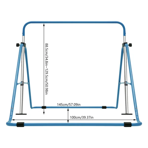 Kids Adjustable Gymnastics Bar Foldable Blue
