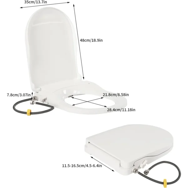 D-Shape Bidet Toilet Seat Dual Nozzle White