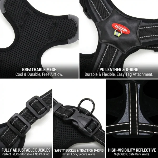 No Pull Tactical Dog Harness, Adjustable Reflective