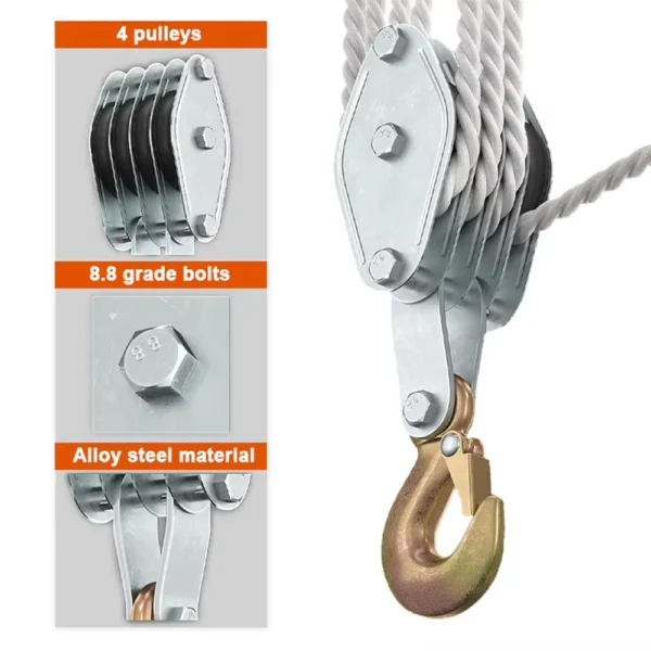 270° Rope Pulley Block 1000kg Zinc Alloy