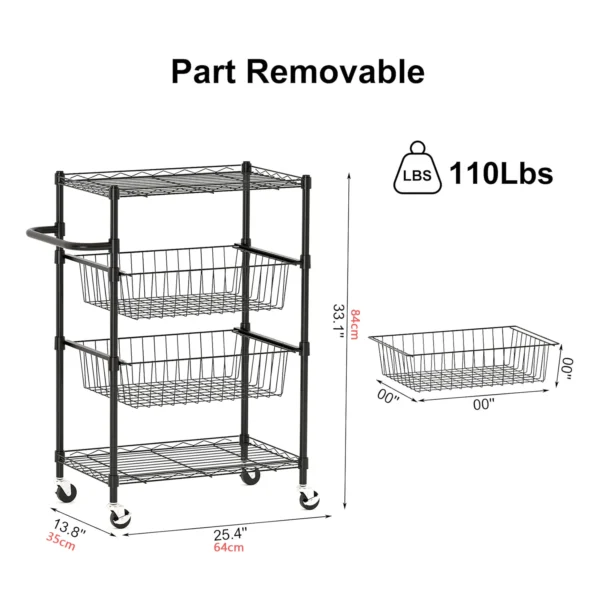 4-Tier Rolling Cart Kitchen Storage Rack