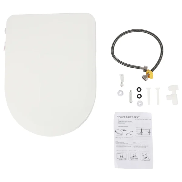 D-Shape Bidet Toilet Seat Dual Nozzle White