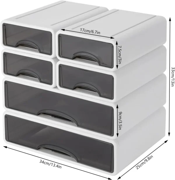 Sba854e6d2f9b4b1ab87e30d4165989f2m-2.webp 6pcs Transparent Desk Drawer Organizer Set