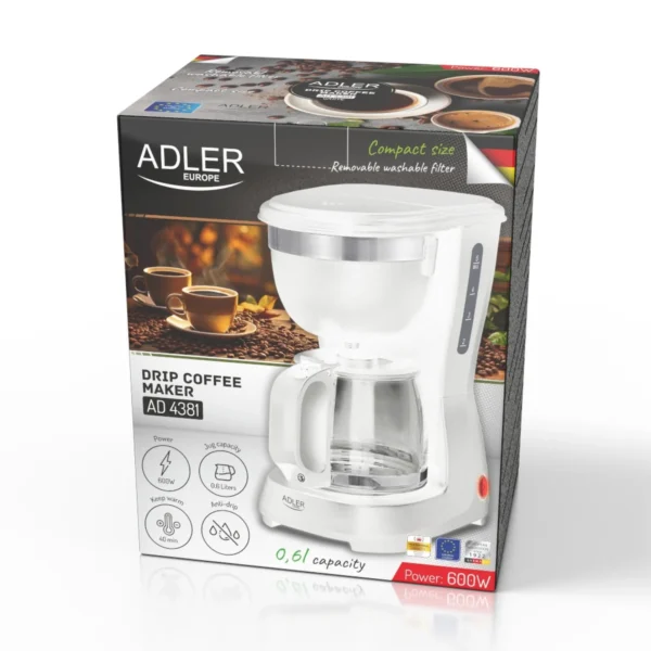 Adler 0.6L Coffee Maker Jug White