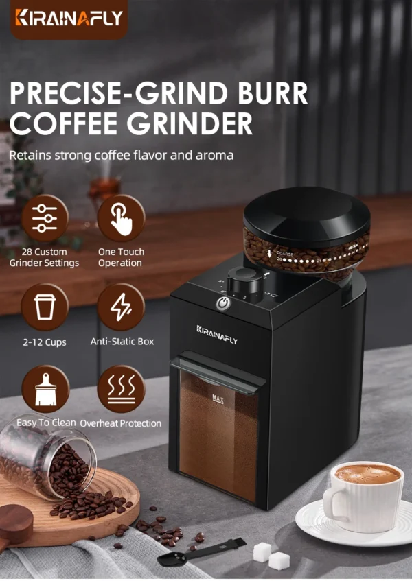 Electric Burr Coffee Grinder 28 Grind Settings