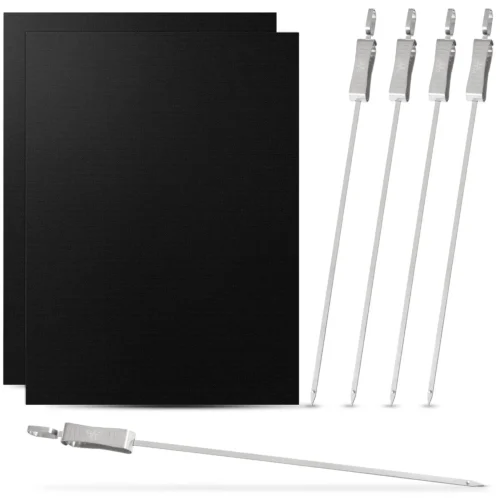 Sc0b251faff68426f9c3867268010260bT.webp 40cm Stainless Steel Skewers Set 5 Pcs + 2 Mats