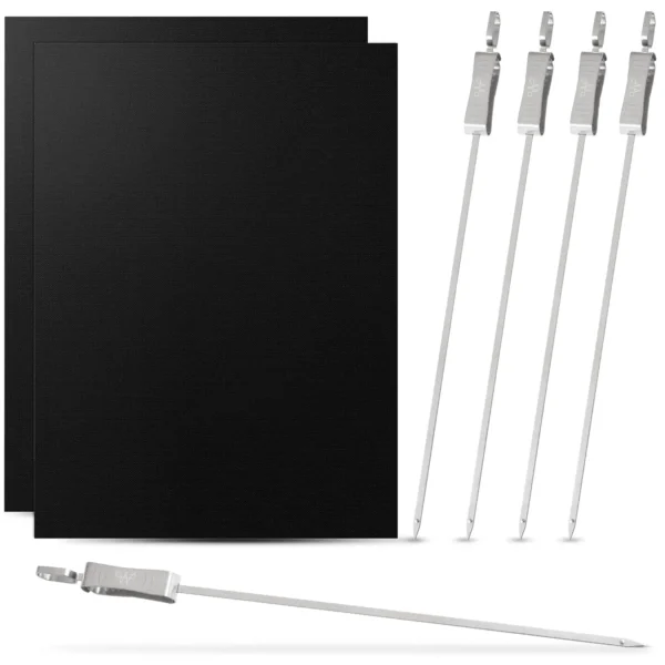 40cm Stainless Steel Skewers Set 5 Pcs + 2 Mats