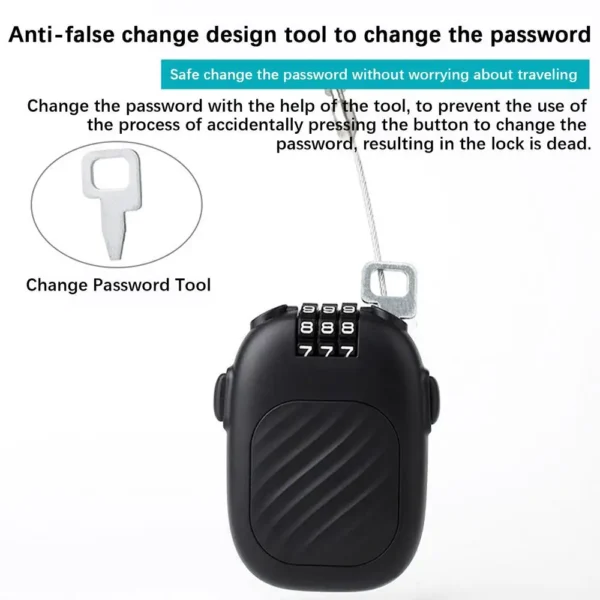 Retractable Cable Lock Portable Combo Security Lock