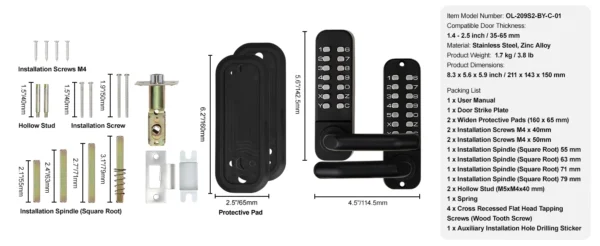 Keyless Door Lock 14-Digit Keypad