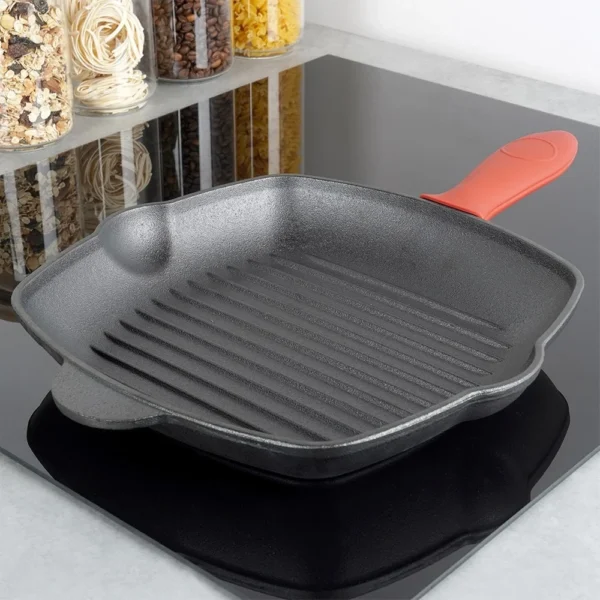 Cast Iron Square Grill Pan 28cm with Silicone Cove