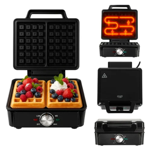 2000W Dual Waffle Maker Temp Control