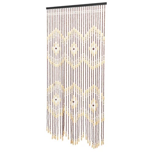Boho Wooden Beaded Door Curtain 91x177cm Beige