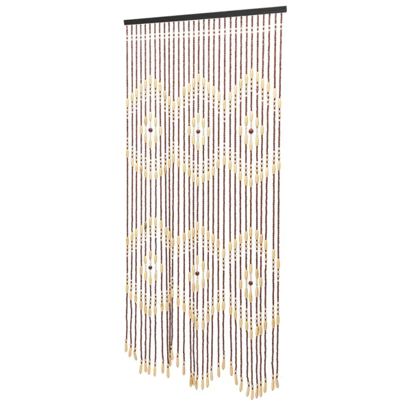 Boho Wooden Beaded Door Curtain 91x177cm Beige