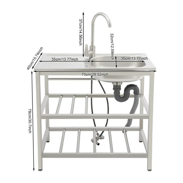Stainless Steel Single Bowl Utility Sink Stand