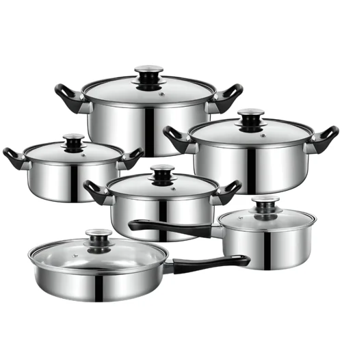 12pcs Steel Cookware Pot & Pan Set