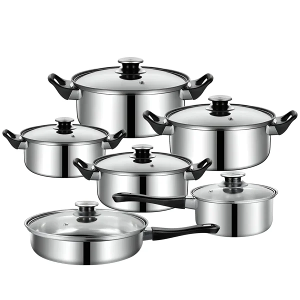 12pcs Steel Cookware Pot & Pan Set