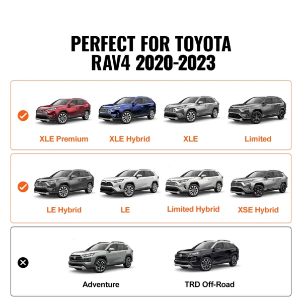 Roof Rack Cross Bars for Toyota RAV4 2019–2023 (160lbs, Aluminum, Lockable)