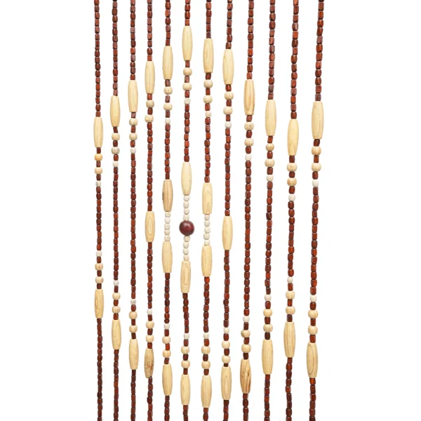 Boho Wooden Beaded Door Curtain 91x177cm Beige