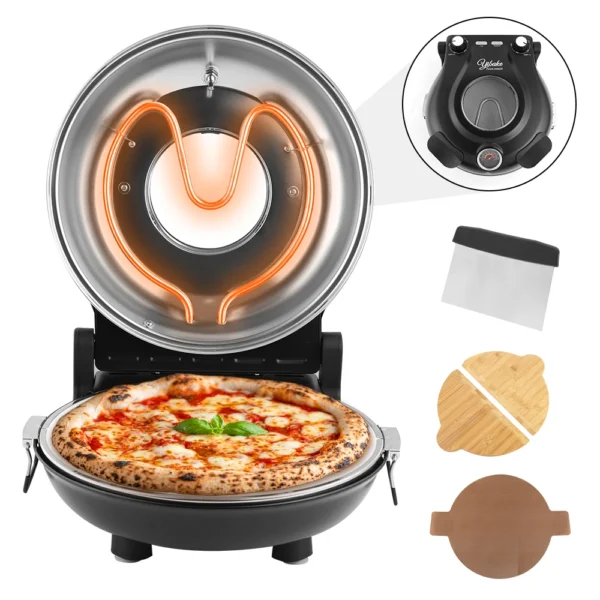 Se62b334539d2461cb39572416d175547N.webp 12" Pizza Oven 1200W Glazed Ceramic Stone 420℃