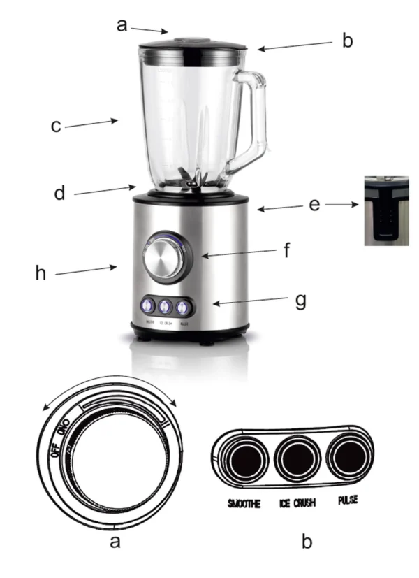 1700W Glass Smoothie Blender 1.5L BPA Free