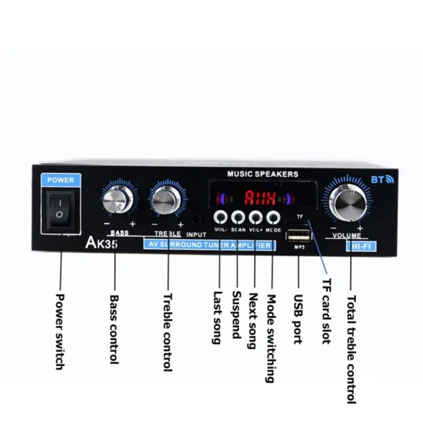 AK35 Mini 400W Stereo Bluetooth Audio Amplifier