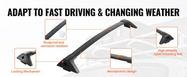 Roof Rack Cross Bars for Toyota RAV4 2019–2023 (160lbs, Aluminum, Lockable)