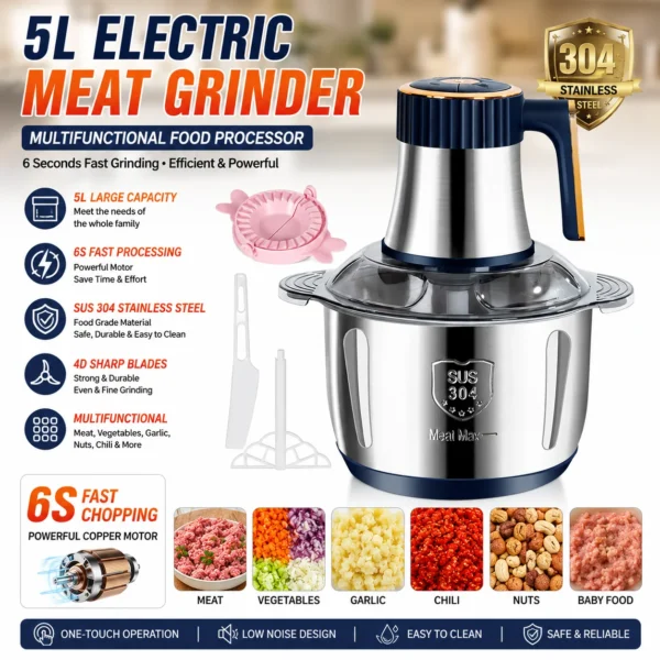 5L Electric Meat Grinder Food Chopper