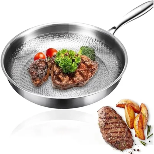 26/28/30cm German Pure Titanium Frying Pan Non-stick Frying Pan Uncoated Fish Scale Hammer Pattern Titanium Alloy Cookware