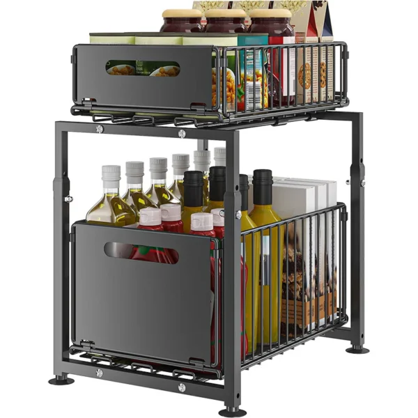Under Sink Organizer 2 Tier Adjustable Metal Cabin