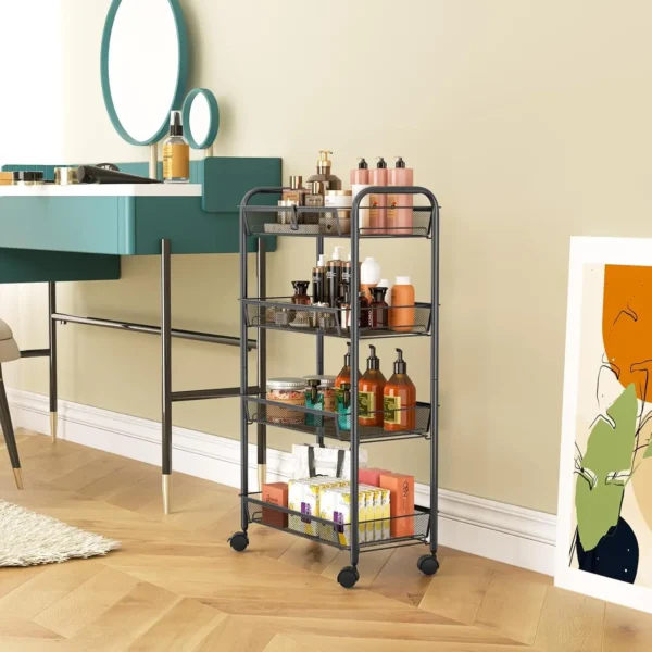 S53cc99c9ef604fc0852b5eb585702af6o.webp 4-Tier Rolling Storage Cart with 4 Wheels & 2 Hand
