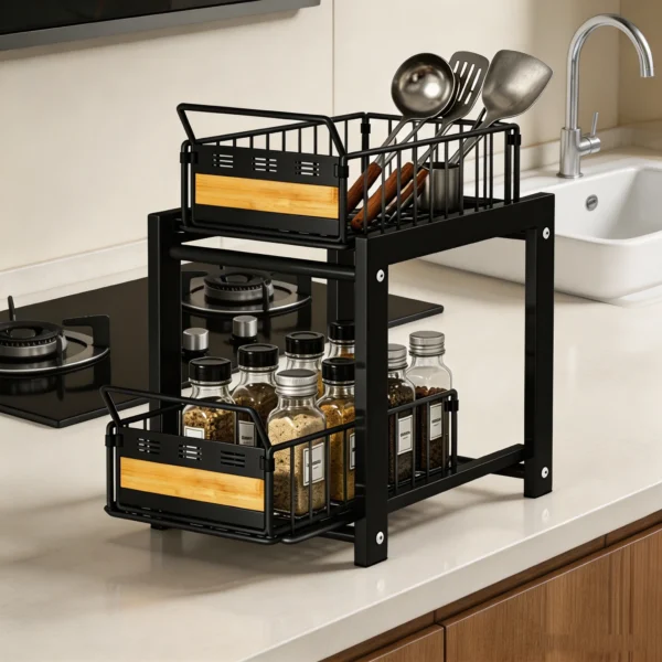 S889f1553adef4454b9e9346e5c3f9c6a6.webp 2-Tier Pull-Out Under-Sink Storage Organizer