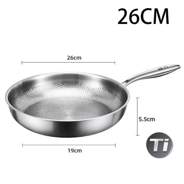 26/28/30cm German Pure Titanium Frying Pan Non-stick Frying Pan Uncoated Fish Scale Hammer Pattern Titanium Alloy Cookware