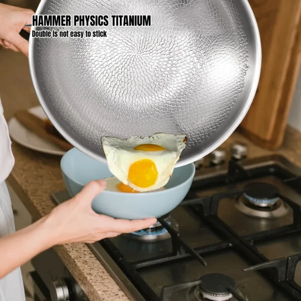 26/28/30cm German Pure Titanium Frying Pan Non-stick Frying Pan Uncoated Fish Scale Hammer Pattern Titanium Alloy Cookware
